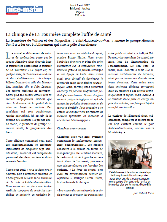 La Clinique de l'Estagnol complète l'offre de santé