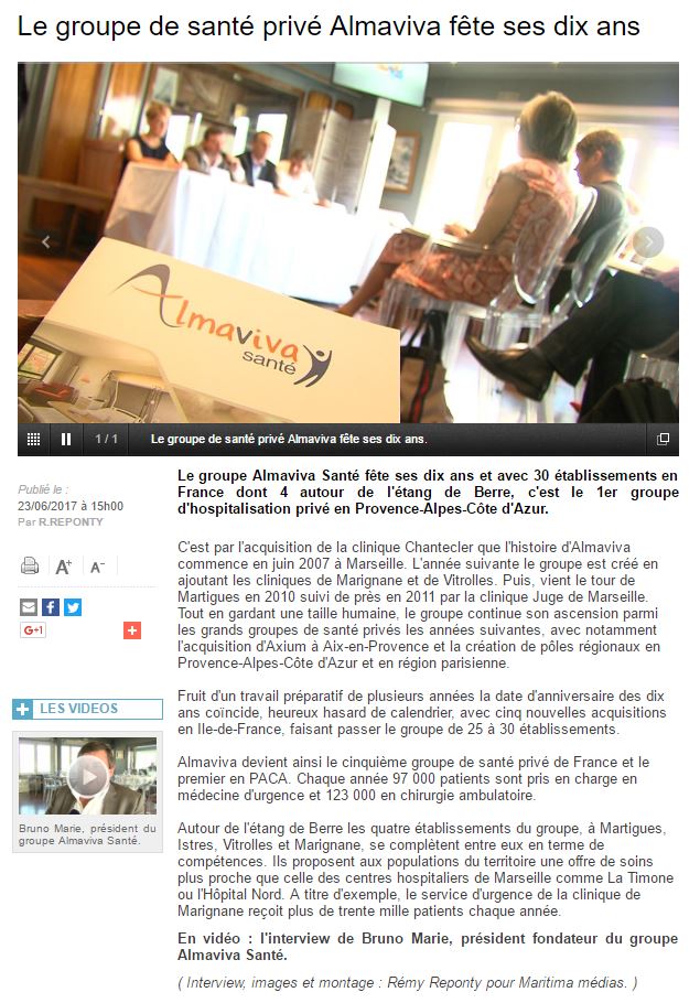 Le Groupe de santé privé Almaviva fête ses dix ans