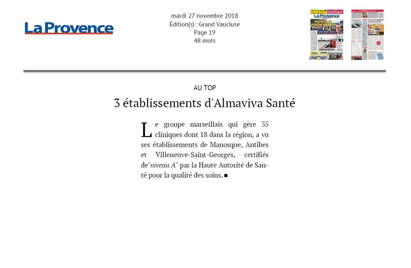 3 établissements d'Almaviva Santé