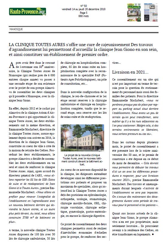 La Clinique Toutes Aures s'offre une cure de rajeunissement