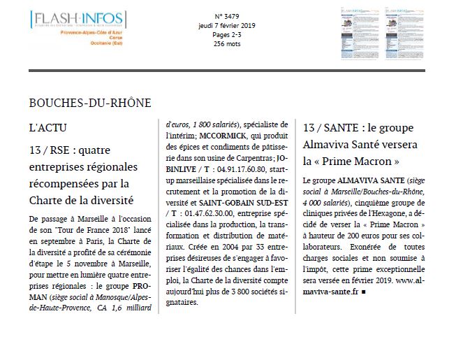 Le Groupe Almaviva Santé versera la "Prime Macron"