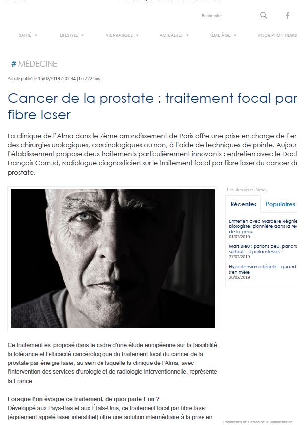 Cancer de la prostate traitement focal par fibre laser