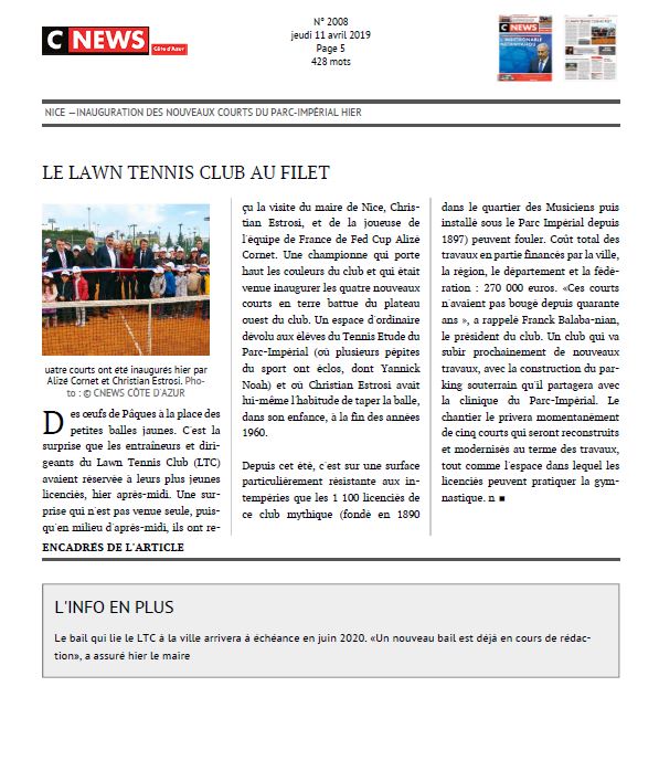 Le Lawn tennis club au filet