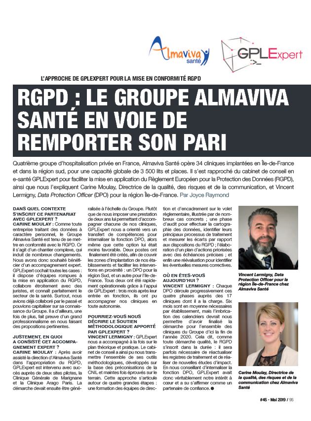 RGPD : le groupe Almaviva Santé en voie de remporter son pari