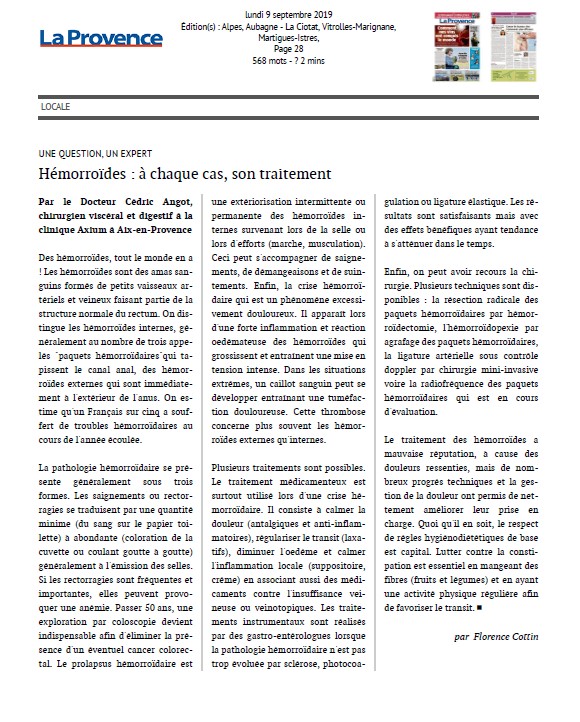 Hémorroides à chaque cas son traitement