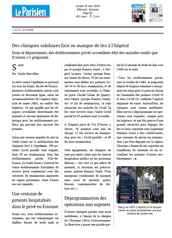 Des cliniques solidaires face au manque de lits à l’hôpital