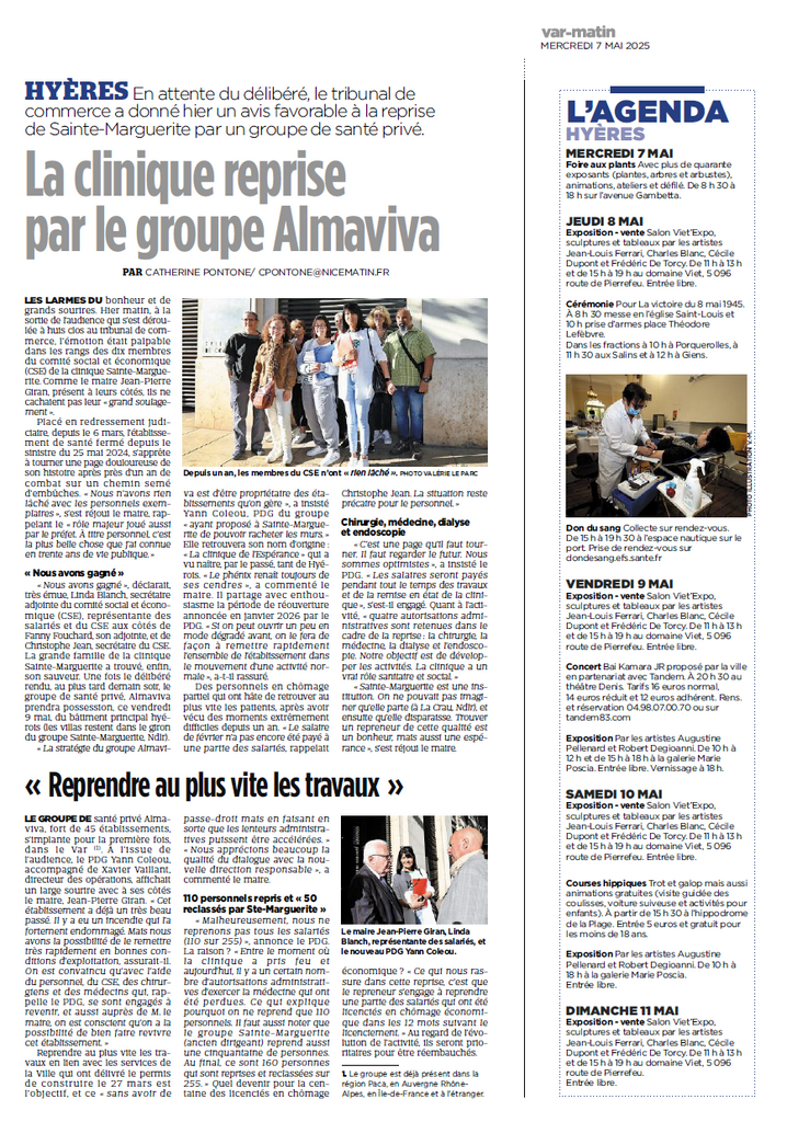 La clinique reprise par le groupe Almaviva