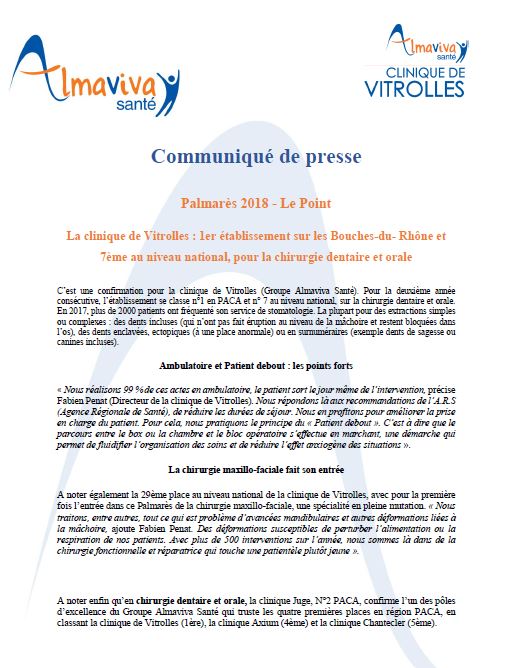 La Clinique De Vitrolles 1er Etablissement Sur Les Bouches Du Rhone Et 7eme Au Niveau National Pour La Chirurgie Dentaire Et Orale Almaviva Sante